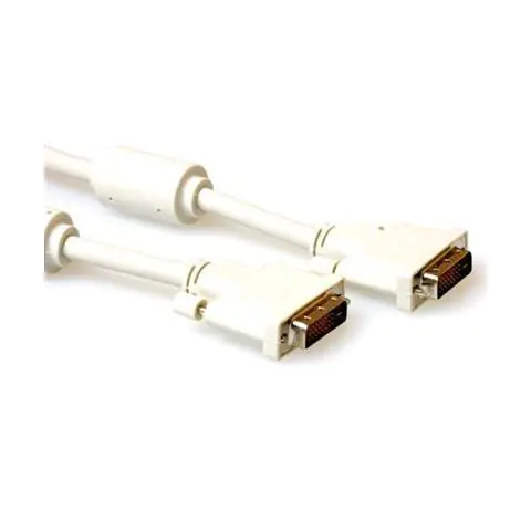 Кабел ACT AK3634, DVI-D мъжко - DVI-D мъжко, 10 м, Бял, Булк, (35934012)