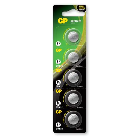 Батерия литиева CR1632 3V GP BATTERIES, 5 бр. блистер /цена за 1 бр./, (35933253)