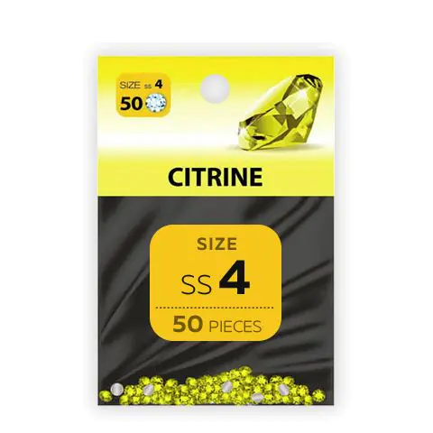 Декоративни камъчета за маникюр CITRINE, 1.6 мм SS4, пакет 50 бр, (35923245)