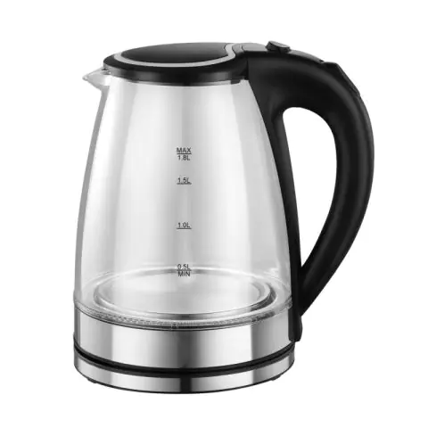 Електрическа кана Rosberg R51230L, 1800W, 1.8L, Стъклена, Черен/хром, (13102)