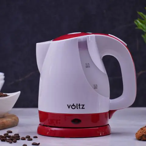 Електрическа кана Voltz V51230F, 1300W, 900 ml, Мерителна скала, Бял/червен, (55551230FR)