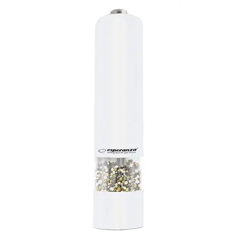Електрическа мелничка за сол и пипер Esperanza Malabar EKP001W, LED, Работа с 1 бутон, Бял, (999EKP001W)