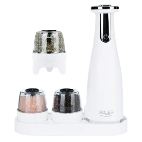 Електрически мелнички Adler AD 4449W, 3 бр, 150 мл, USB, Li-Ion 1500mAh, Керамични остриета, Бял, (14598)
