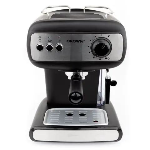 Еспресо машина Crown CEM-1525, 850W, 15 bar, 1.2 л, Подгряване на чаши, Пара, Подвижен резервоар, Крема диск, Черен, (35932181)