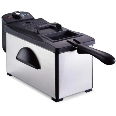Фритюрник Rosberg Premium RP51980P, 2000W, 3 литра, Напълно разглобяем,Инокс/Черен, (12633)