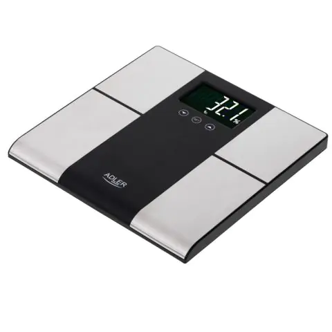 Кантар Adler AD 8165, До 225 кг, Памет за до 10 потребителя, LCD дисплей, 3 x AAA, Инокс/Черен, (35922816)