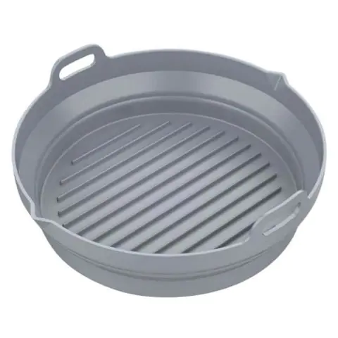 Комплект 2 бр. кръгли силиконови форми за Airfryer Klausberg KB 7789, 20х21.3 см, До 230C, Без BPA, Сив, (35922822)
