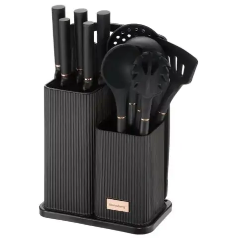 Комплект кухненски прибори Klausberg KB 7835, 12 бр, Неръждаема стомана, Черен, (35922744)