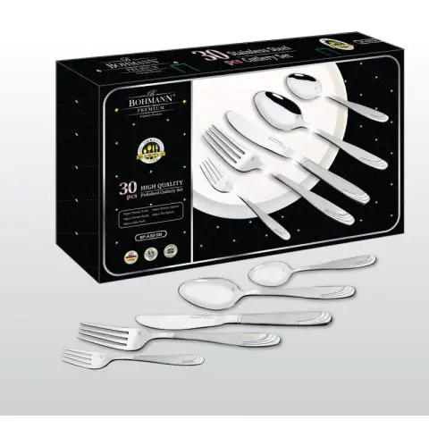 Комплект прибори за хранене Bohmann BP A30-SM, Кутия, SS 18/10, 30 бр, Инокс, (15707)
