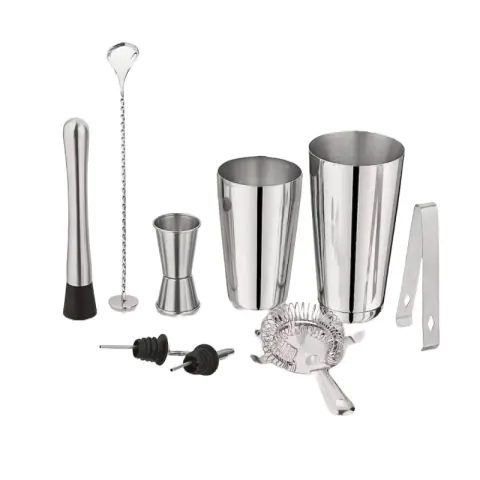 Комплект шейкъри и аксесоари за коктейли Kinghoff KH 1708, 9 бр, 600/750 ml, Инокс, (17544)