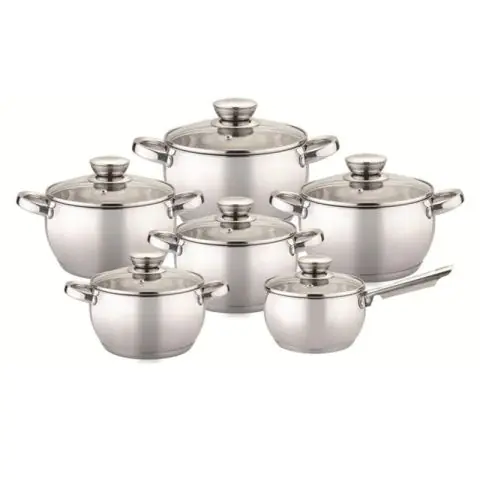 Комплект тенджери Bohmann BH 0512, 12 части, Дебело дъно, Индукция, Инокс, (11272)