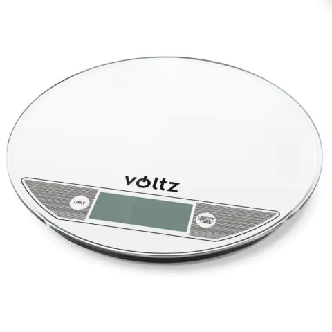 Кухненска везна Voltz V51651F, 5 кг, Стъкло, TARA, Кръгла, Бял, (35930939)