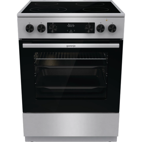Готварска печка Gorenje GECS6C70XC със стъклокерамичен плот, 71 литра, неръждаема стомана, (13708)
