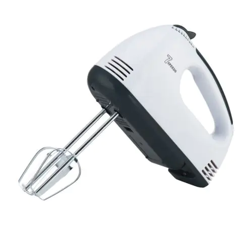 Миксер Rosberg R51110G, 200W, 7 скорости, Хромирани бъркалки, Бял/черен, (5R51110GWB)