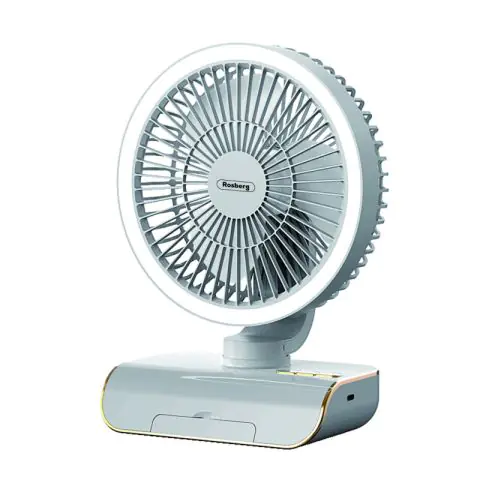 Настолен USB вентилатор Rosberg R51760L, 5W, 18 см, 5 скорости, Type-C, Бял, (35931869)