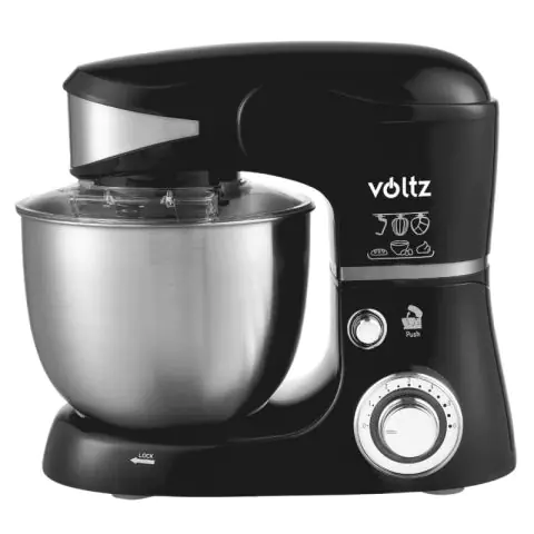 Планетарен миксер Voltz V51115G, 1600W, 5 литра, 3 бъркалки, 6 скорости, LED, Черен, (22402)