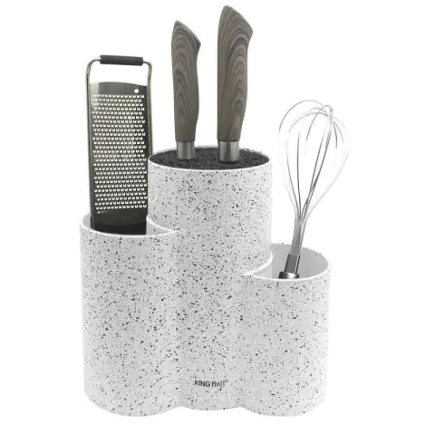 Поставка за ножове и аксесоари Kinghoff KH 1585, Мраморно покритие, 23 х 10 х 22.2 cm, Бял, (35922510)