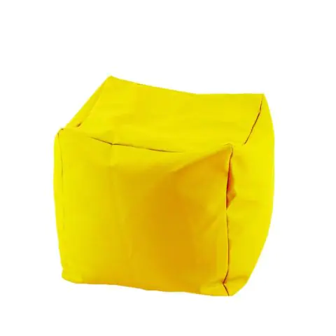 Пуф, 80л., Табуретка Куб - Teteron Yellow Quince, Подходящ за използване на открито, Перящ се калъф, Пълнеж от Полистиролни перли, (15664)