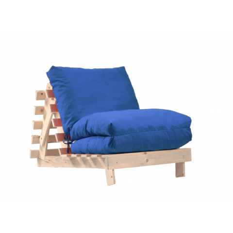 Фотьойл, Fubsy Wood, Bombay Blue Denim - разтегателен шезлонг, дърво, текстил, (9259)
