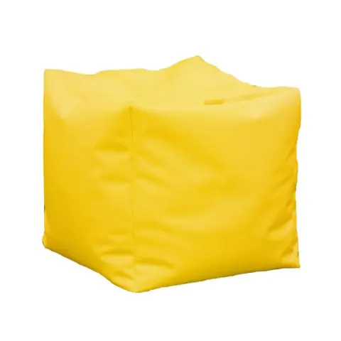 Пуф, 80л., Табуретка Куб - Yellow Quince, Перящ се калъф, Водоустойчив, Пълнеж от Полистиролни перли