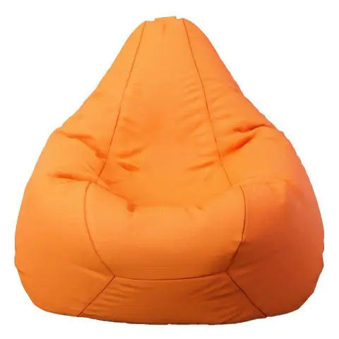 Пуф, круша, 220л., Nirvana Hobbit - Panama Neon Orange, водоустойчив, Перящ се калъф, Пълнеж от Полистиролни перли