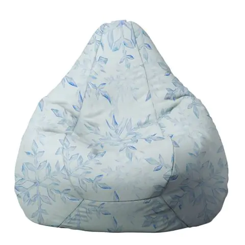 Пуф, круша, 220л., Nirvana Hobbit, Snowflake, Водоустойчив, Перящ се калъф, Пълнеж от Полистиролни перли, принт, (11156)