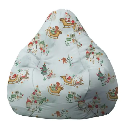 Пуф, круша, 220л., Nirvana Hobbit, Santas Coming To Town, Водоустойчив, Перящ се калъф, Пълнеж от Полистиролни перли, принт, (11155)