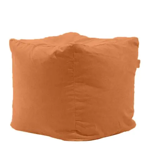 Пуф, 80л., Табуретка Куб - Terracotta Orange, Перящ се калъф, Гама Premium, Пълнеж от Полистиролни перли