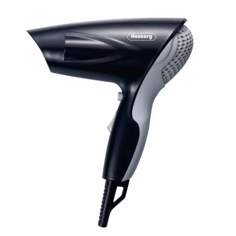 Сешоар Rosberg R51100P, 1200W, 2 скорости, DC мотор, Студена струя, Черен/сив, (22064)