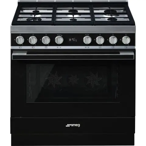 Готварска печка SMEG CPF9GPBL, Серия Portofino, 90 см, 6 газови котлона, (19715)