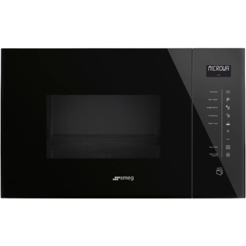 Микровълнова за вграждане SMEG FMI125N, Серия Linea, 25 литра, Черно стъкло, (19686)