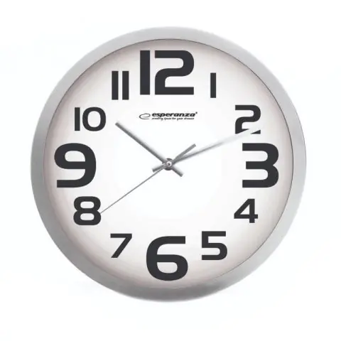 Стенен часовник Esperanza ZURICH, 25 cm, Кварц, Бял, (999EHC013W)