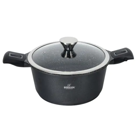 Тенджера Bohmann BH 1730-24CR, 24 см, 4.3 л, Подвижни дръжки, Индукция, Черен, (20685)