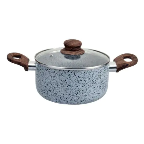 Тенджера Oliver Voltz Siena OV51318J22, 22 см, 3.6L, Мраморно покритие, Индукция, Меки дръжки, Сив/кафяв, (20846)