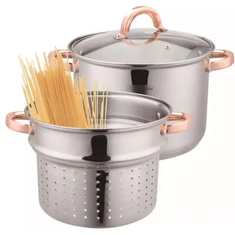 Тенджера за приготвяне на спагети Klausberg KB 7739, 24 см, 7 l, 3 части, Индукция, Сребрист/розово злато, (22199)