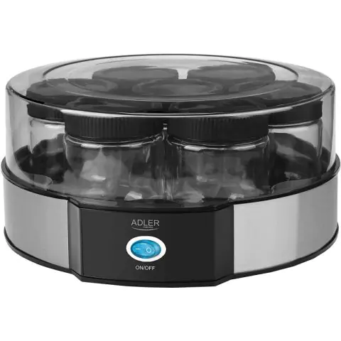 Уред за приготвяне на кисело мляко Adler AD 4476, 20W, 1.4 l, 7 бурканчета, Черен/Сребрист, (10929)
