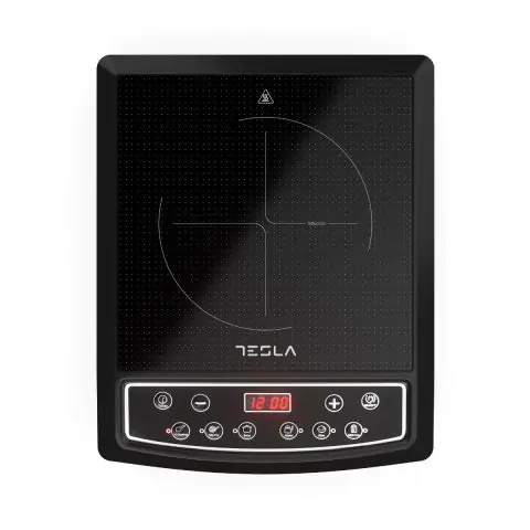Индукционен котлон Tesla IC200B, 1500W, Керамика, Дигитален дисплей, 8 нива на мощност, 6 програми, Таймер, Черен, (12669)