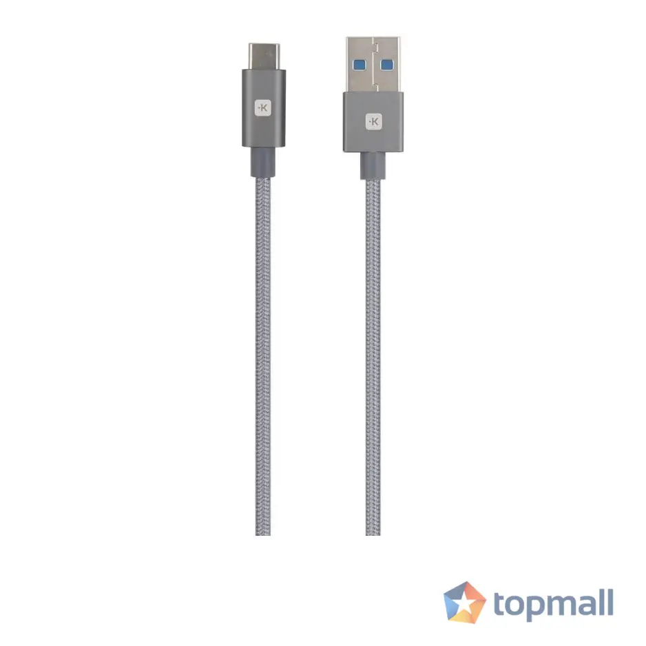 Кабел Skross, USB-A - USB-C, Метална оплетка, 1.20 м, Сив, (35937093)