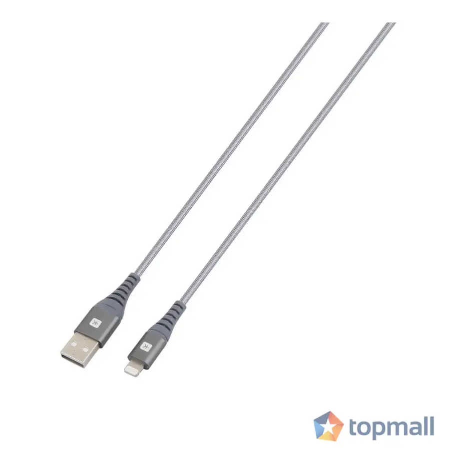 Кабел Skross, USB-A - Lightning, Метална оплетка, 1.20 м, Сив, (35937092)