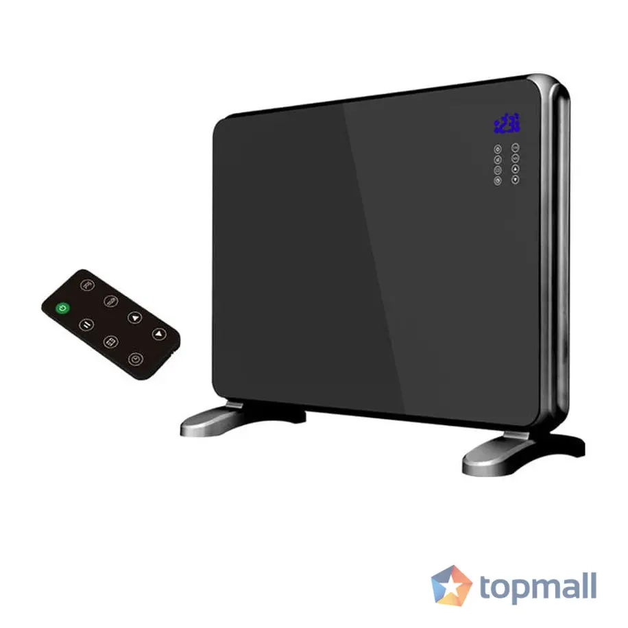 Конвектор със стъклен панел ZEPHYR ZP 1974 G, 2000W, За стена или под, 2 степени, Дистанционно, 5 до 35°C, LCD, Черен, (18628)