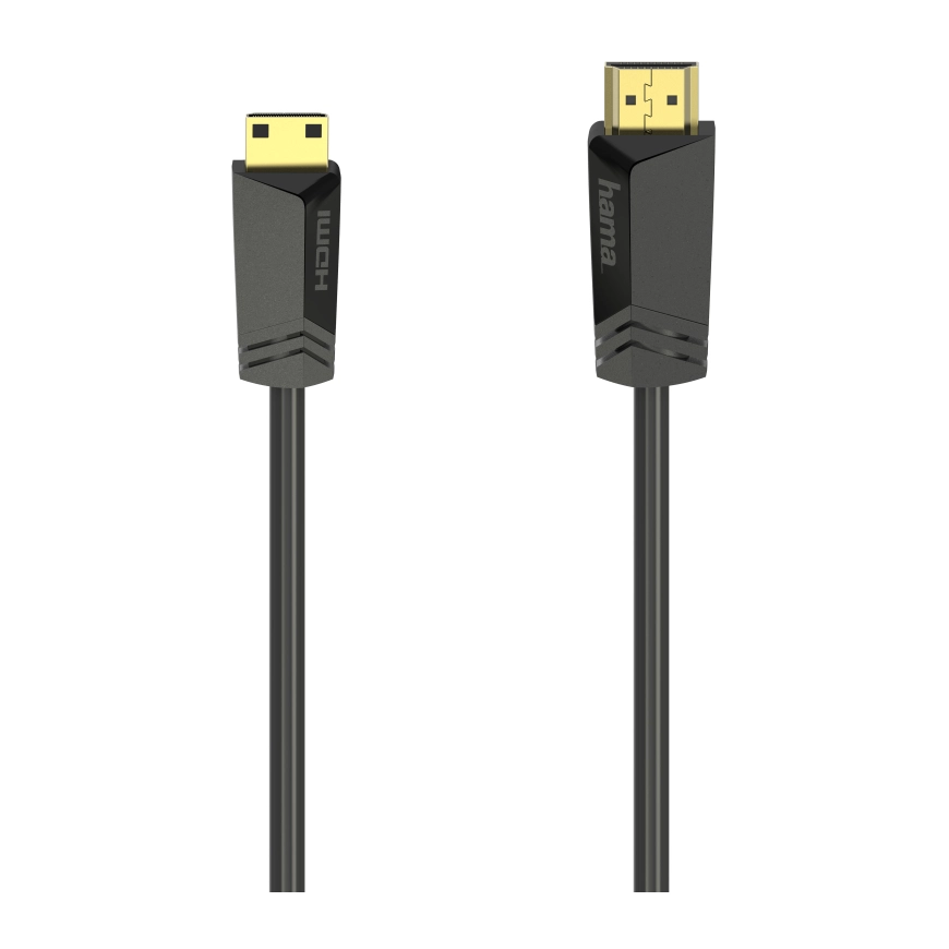 Кабел HAMA, HDMI мъжко - mini HDMI мъжко, 1.5 м, Позл.конектори, Черен, (35934370)