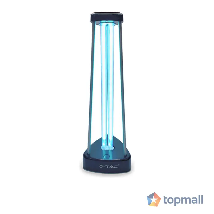 Бактерицидна антивирусна лампа V-TAC 11203, UV + Озон, 38W, 60 кв.м, Таймер, Черен, (18317)