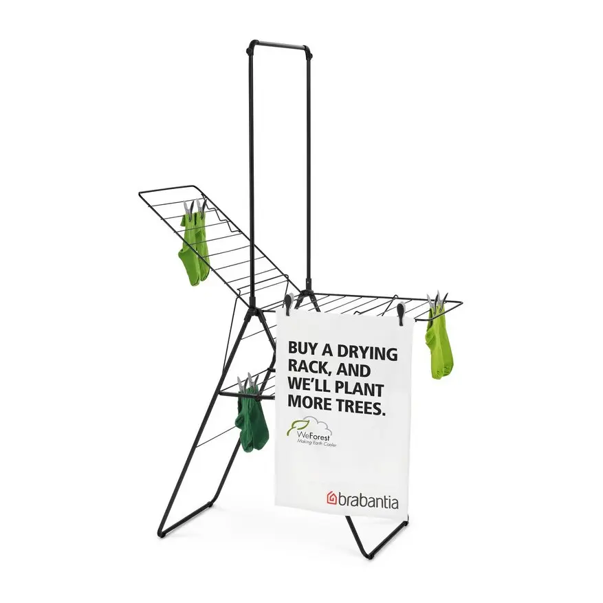 Сушилник за дрехи Brabantia Hangon 20m с допълнителен прът, Matt Black, (35943679)