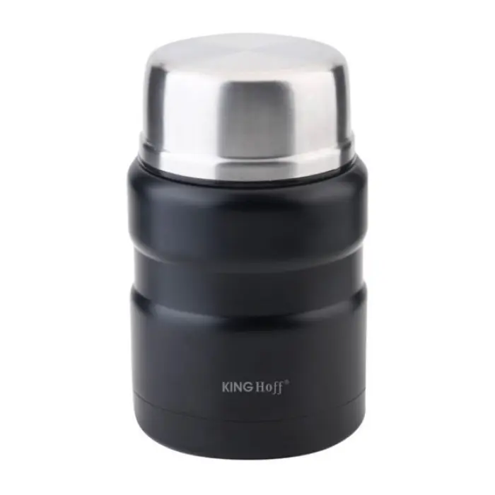 Термос за храна Kinghoff KH 1460, 750 мл, Инокс, Нечуплив, Черен, (9999KH1460)