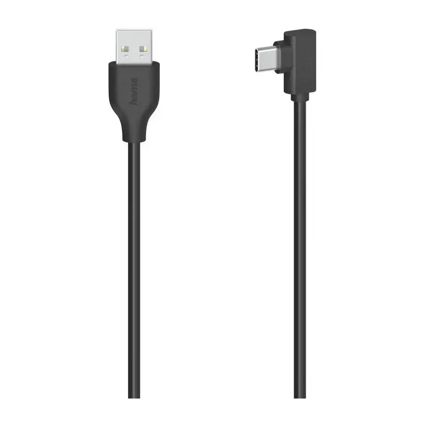 Кабел HAMA USB-C мъжко- USB A, 90°, 0.75 м, USB 2.0, 480Mbit/s, Черен, (35934397)