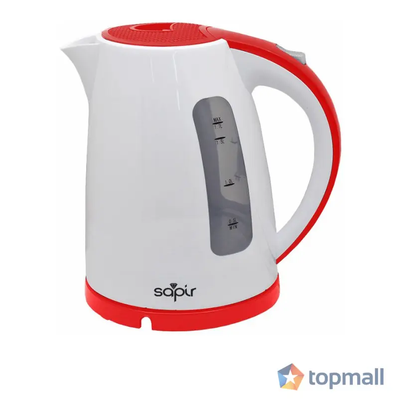 Електрическа кана SAPIR SP 1230 F, 2200W, 1.7 литра, Автоматично изключване, Бял/червен