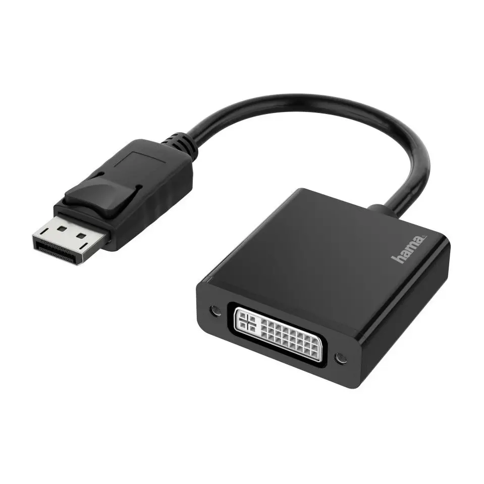 Адаптер HAMA  DisplayPort мъжко - DVI женско, Ultra-HD 4K, Essential, Черен, (35935375)