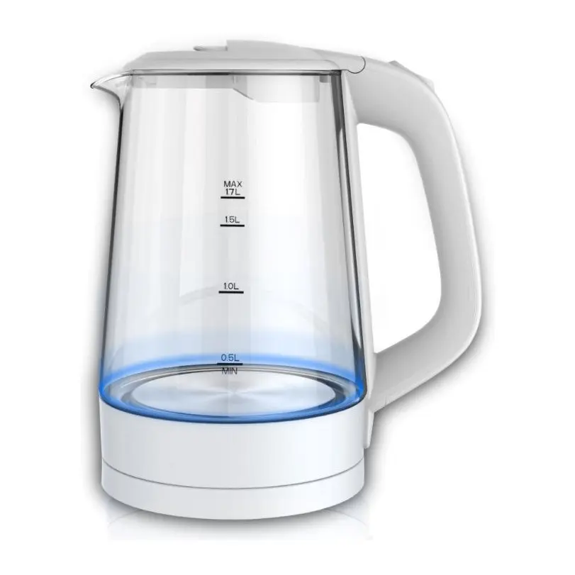 Електрическа кана SAPIR SP 1230 GC, 2200W, 1.7 литра, Светеща, Безжична, Стъклена, Бял, (18257)