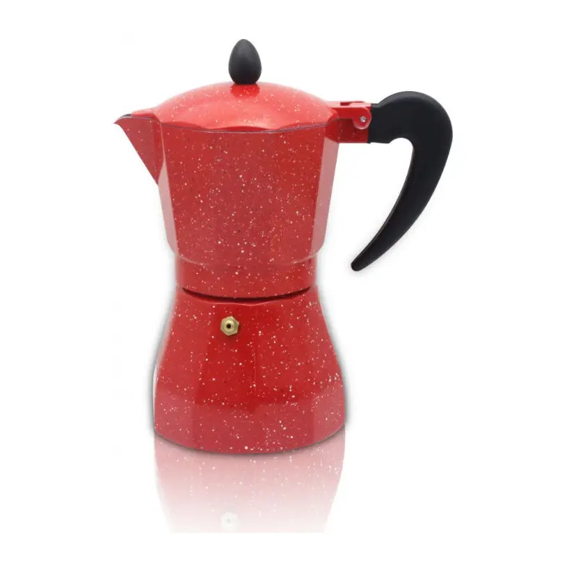 Кубинска кафеварка ZEPHYR Red Passion ZP 1173 N6, 6 чаши, 360 мл, Предпазен клапан, Червен мрамор, (18452)