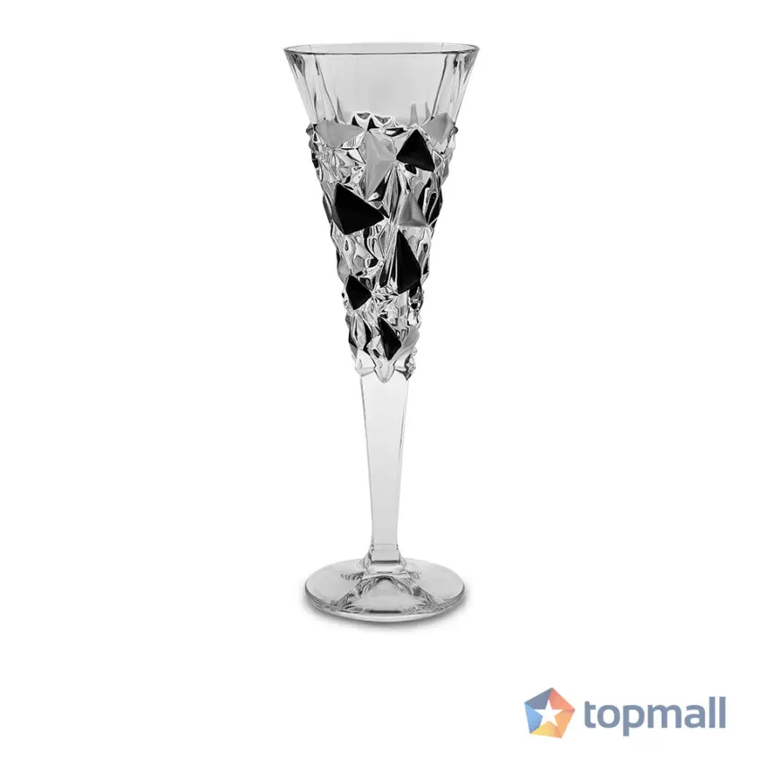 Чаша за шампанско Bohemia 1845 Glacier Matt Fond and Black Lister 200ml, 6 броя, (35942553)